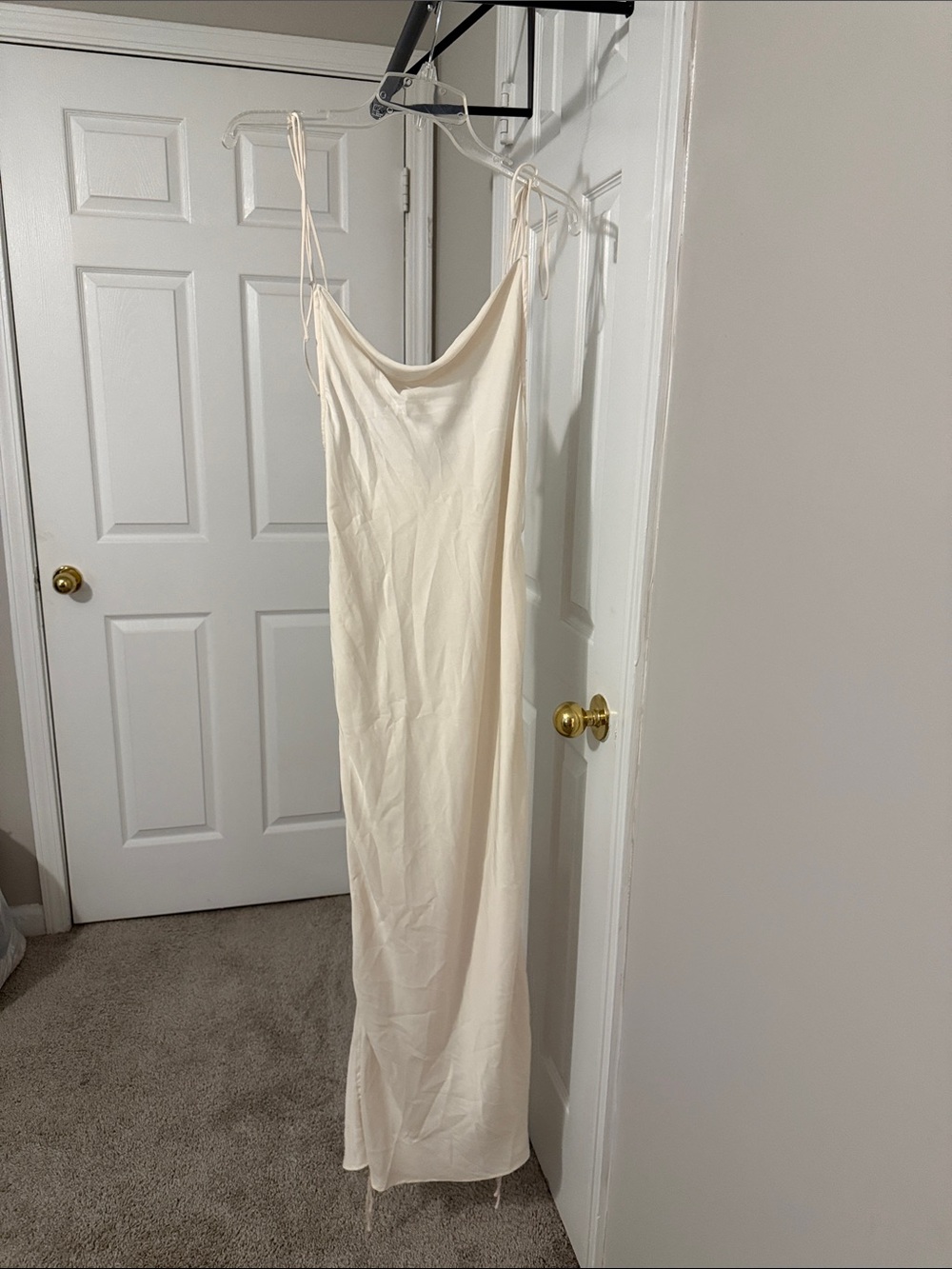 JLUXLABEL Cream Slip Dress with Spaghetti Straps